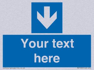 Custom Mandatory directional sign, blue arrow down